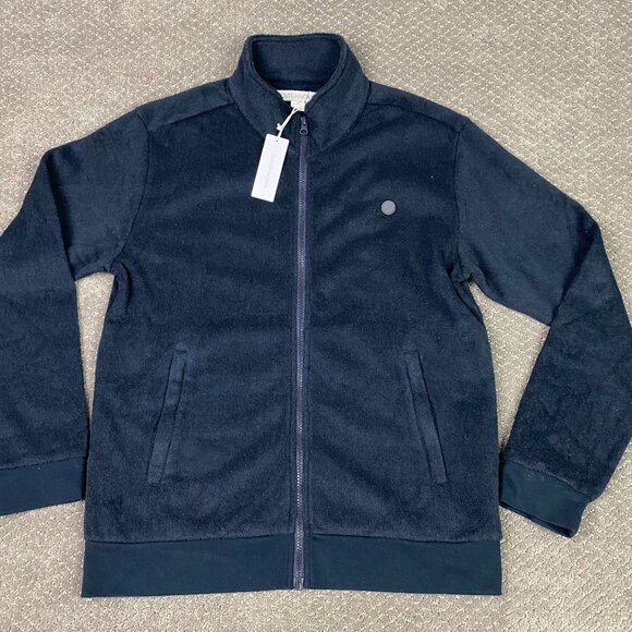 Outerknown Hightide Track Jacket Men's Small Terry Cloth Fleece Sweatshirt Blue - Picture 1 of 14